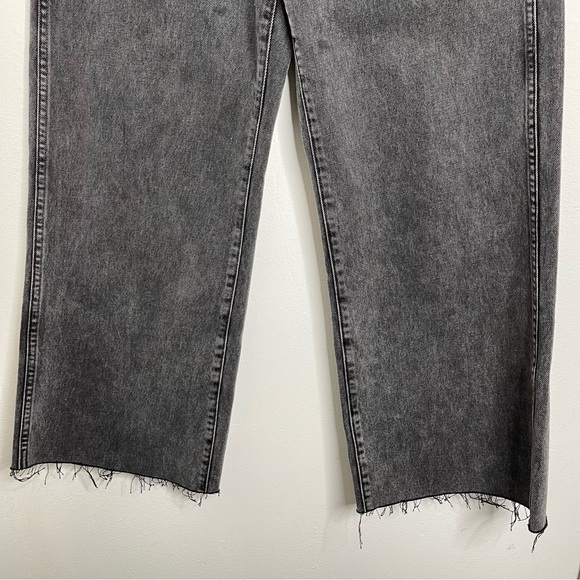 VERONICA BEARD Jeans Taylor Cropped Frayed High Rise Wide Leg in Ash Onyx Sz 29 - Picture 9 of 17